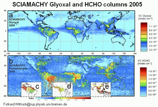 SCHIAMACHY Glyoxal and Formaldehyde colmns 2005