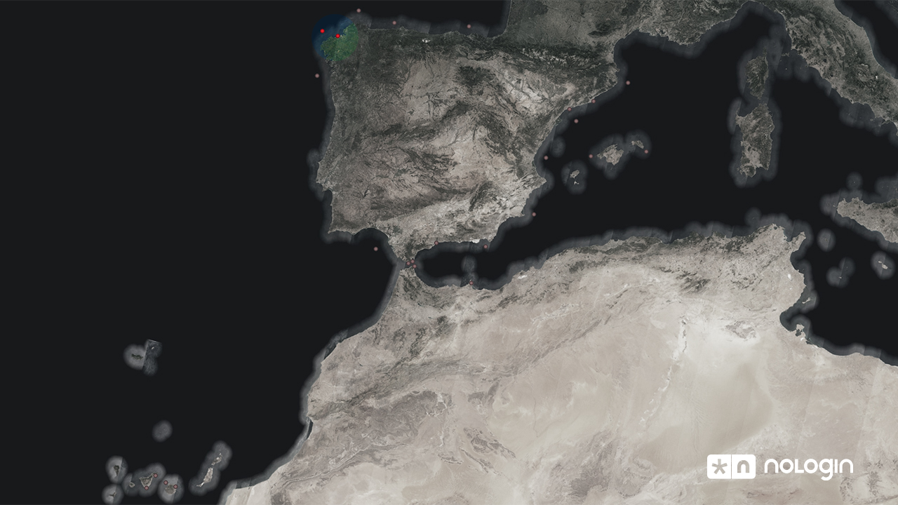 Locations of bouys around the coast of Spain