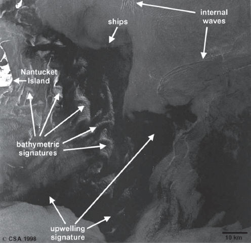 SAR images of oceanographic features