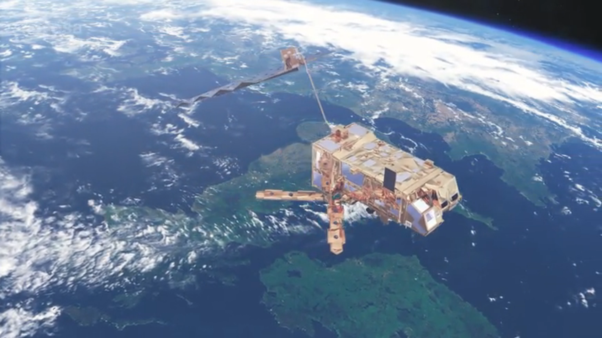 Animation of a Metop satellite