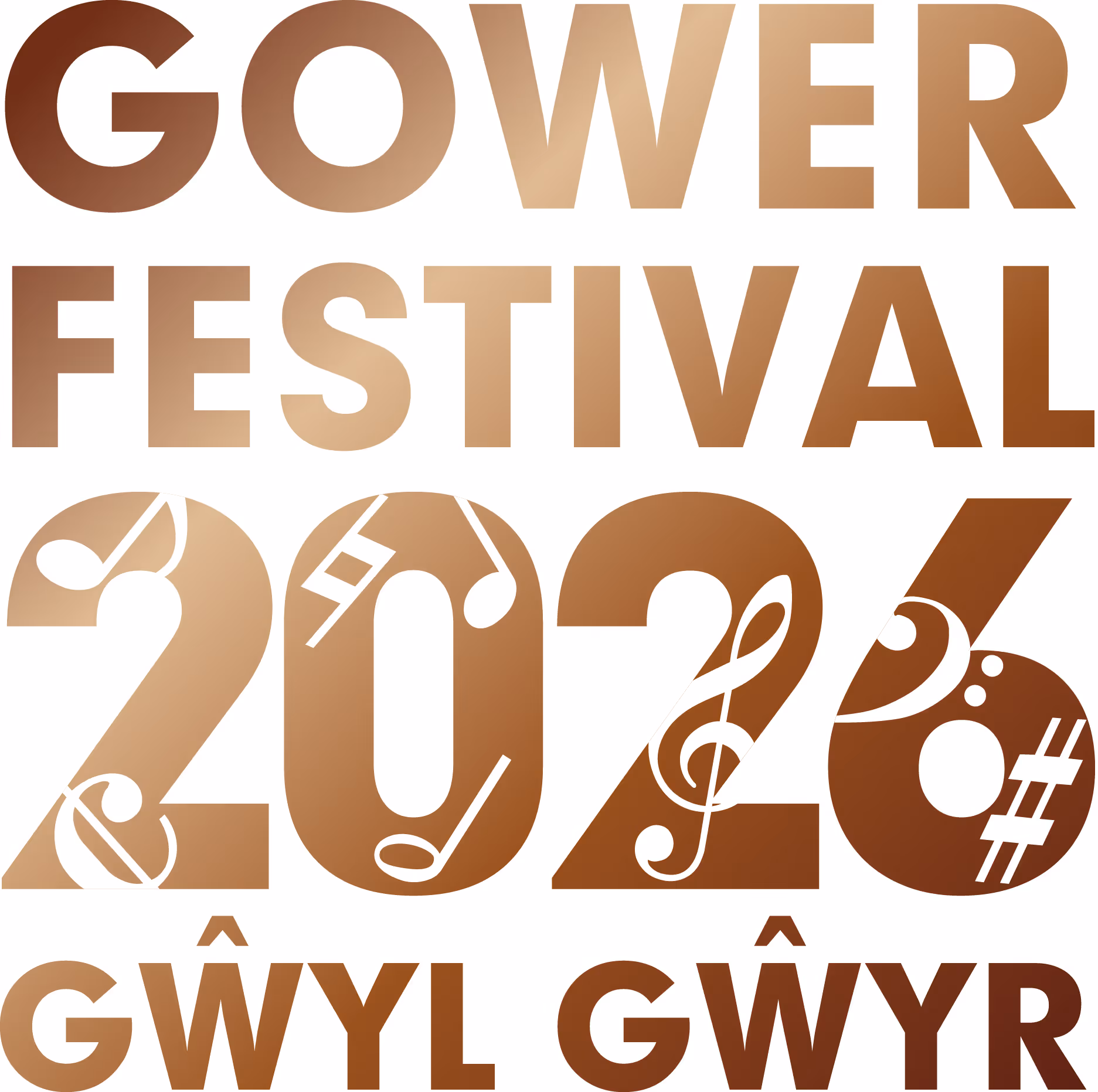A gold and white logo for the 2026 festival.