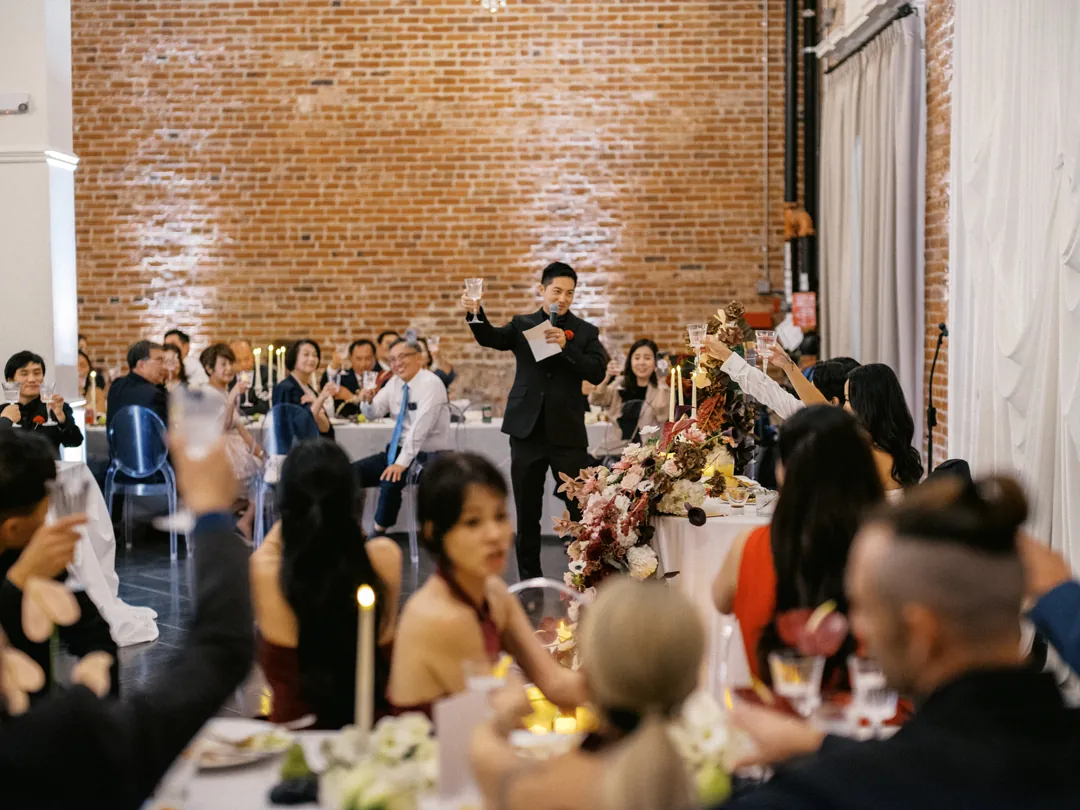 Guest giving a speech during the reception