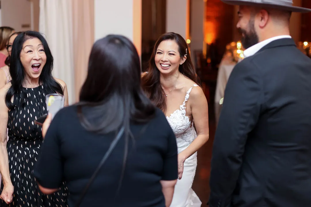 Bride chatting with guests during the reception