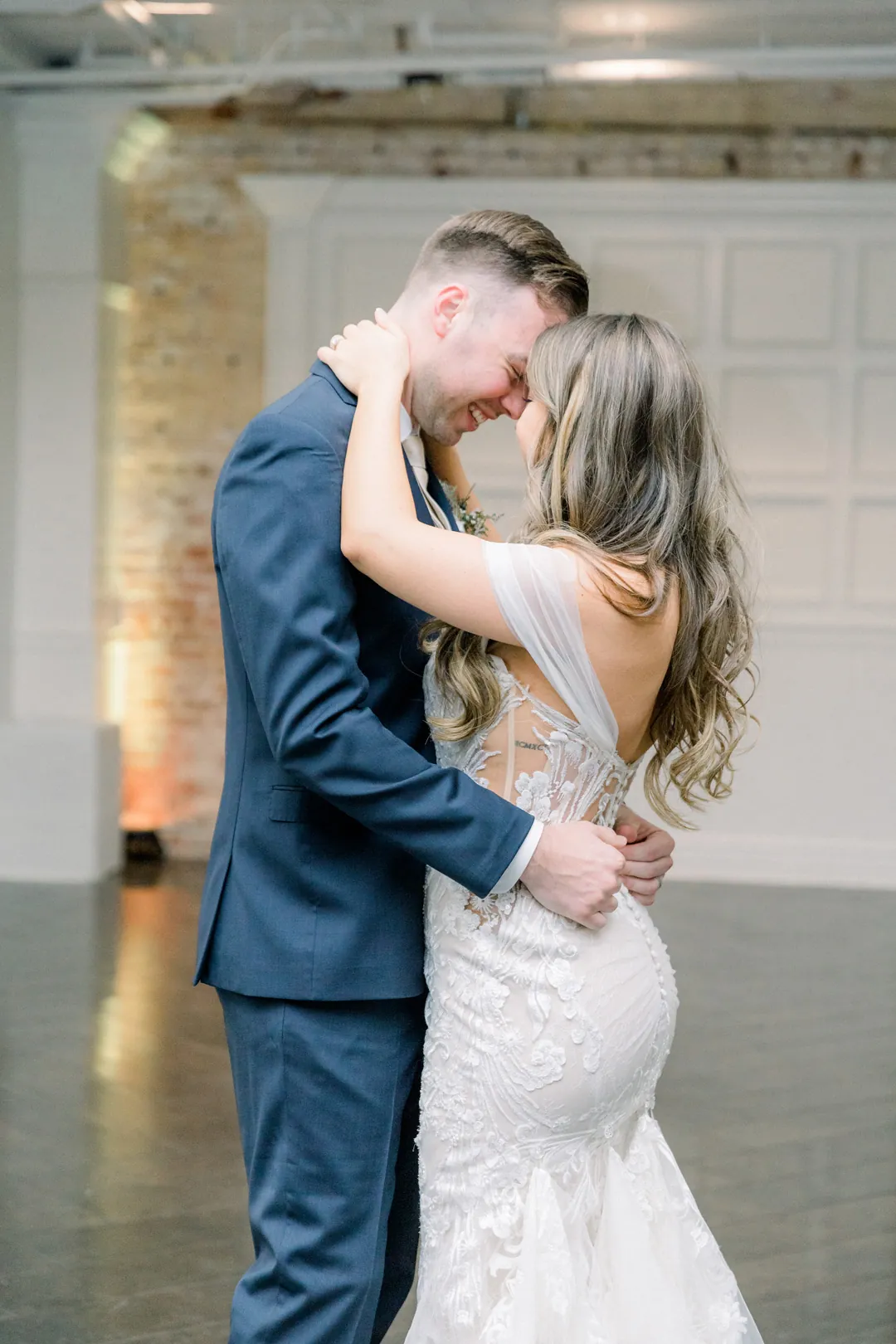 Bride and groom sharing their first dance