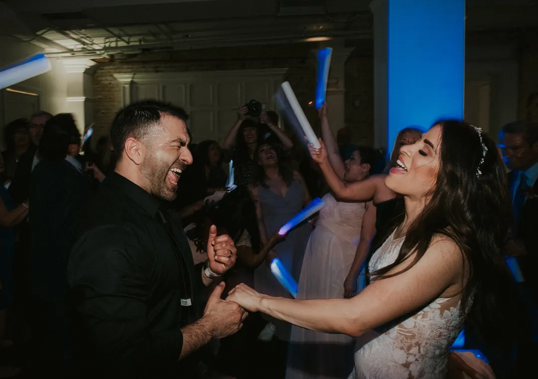 Newlyweds celebrating on the dance floor