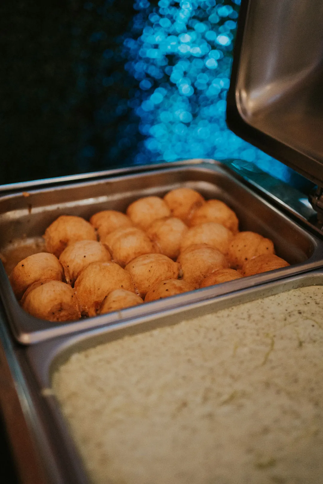 Tray of golden round appetizers