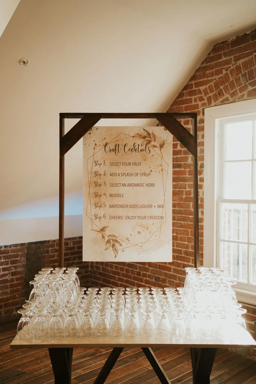 Framed welcome sign on a decorated table