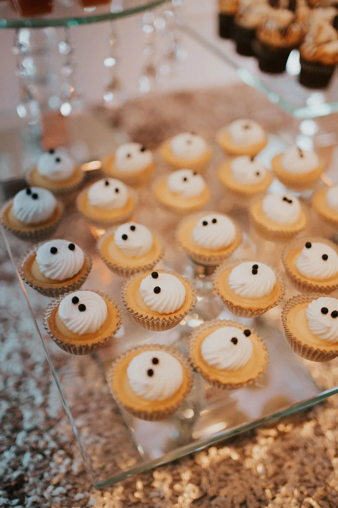 Bite-size pastries arranged on a tray