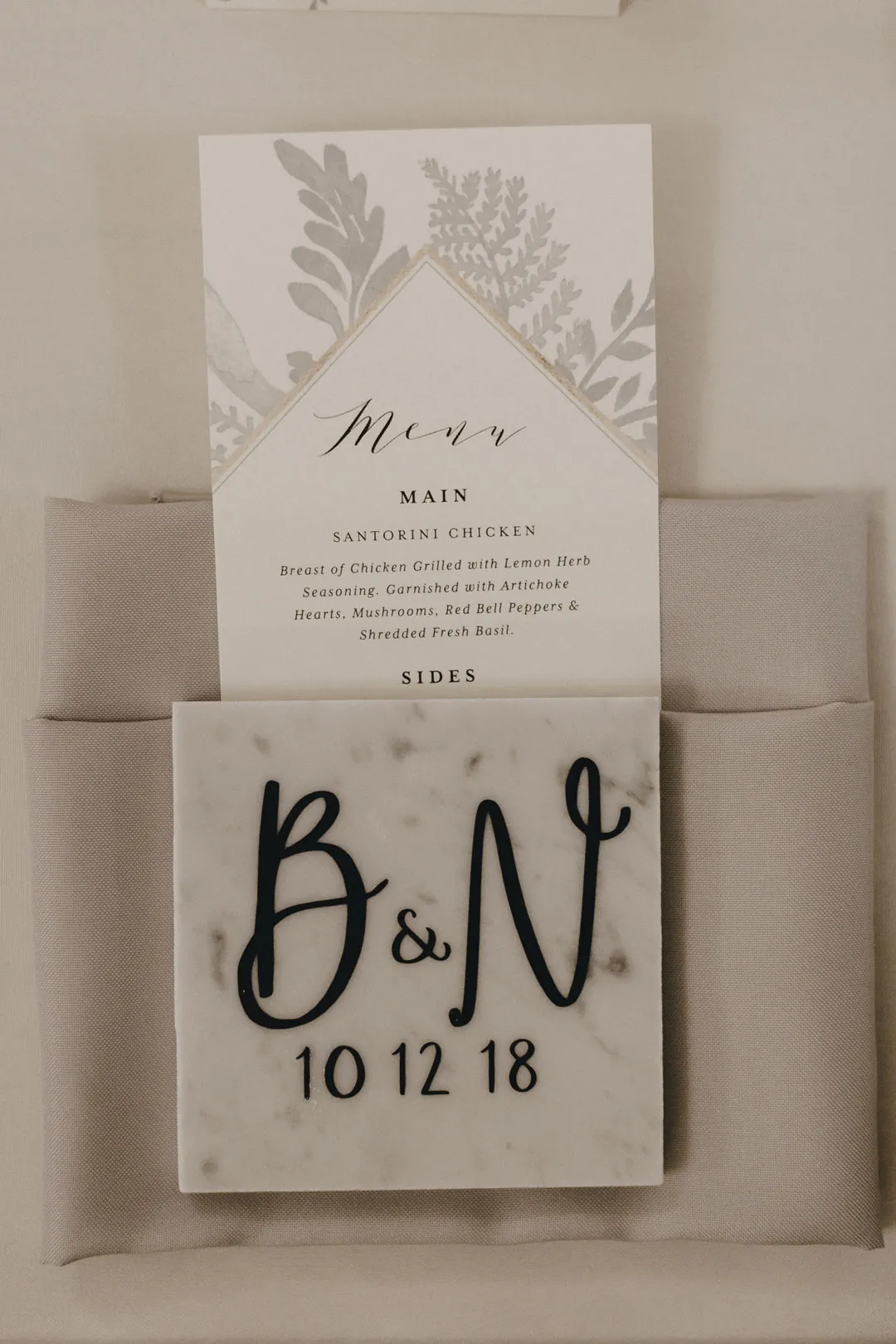Wedding invitation and personalized towel