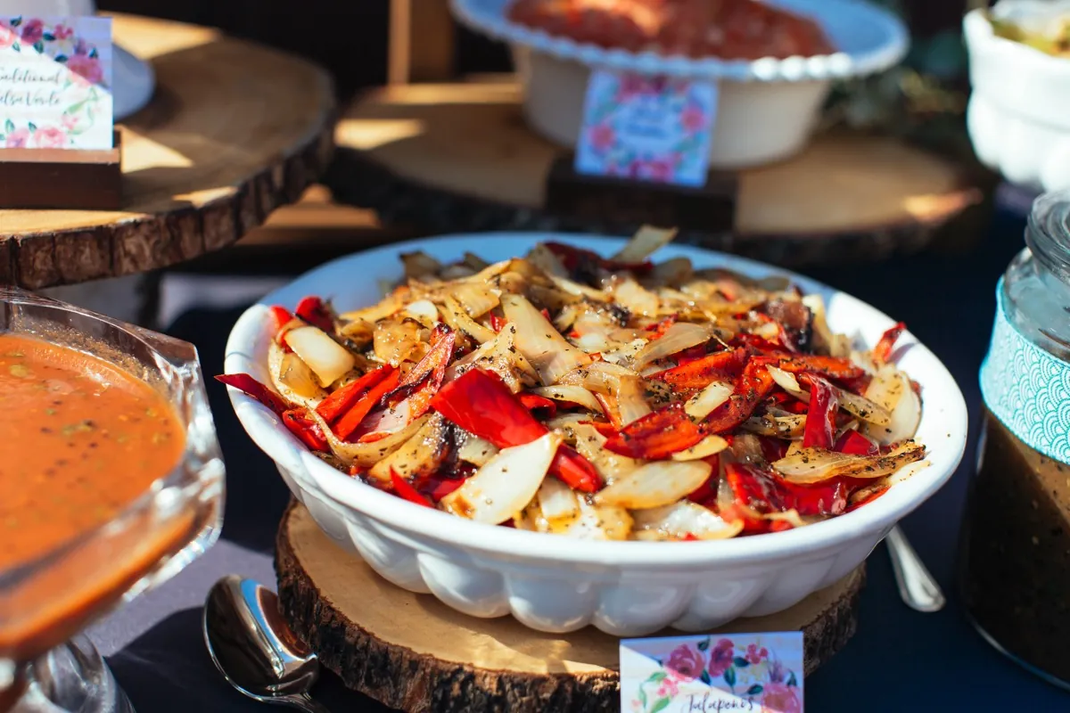 Serving bowl filled with roasted vegetables