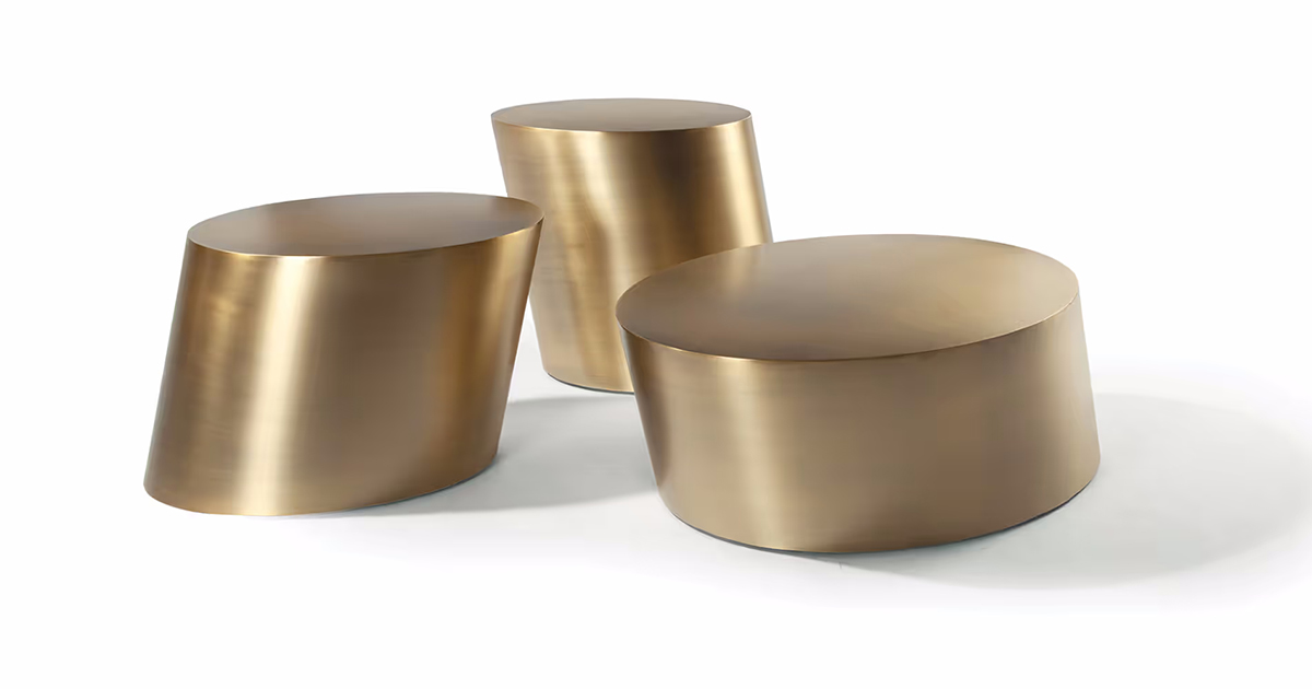 Pisa Drum Tables in Brushed Bronze