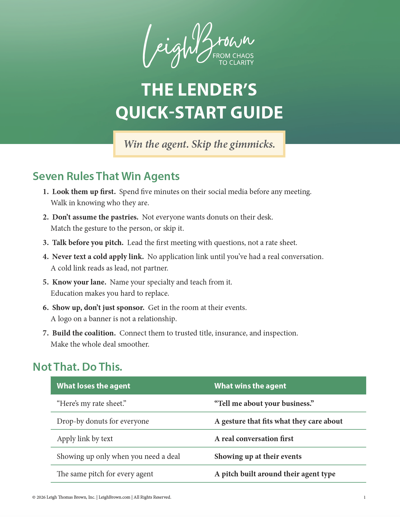 Lenders Quick Start Guide