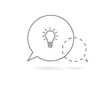 Gray line art drawing of two conversation bubbles overlapping