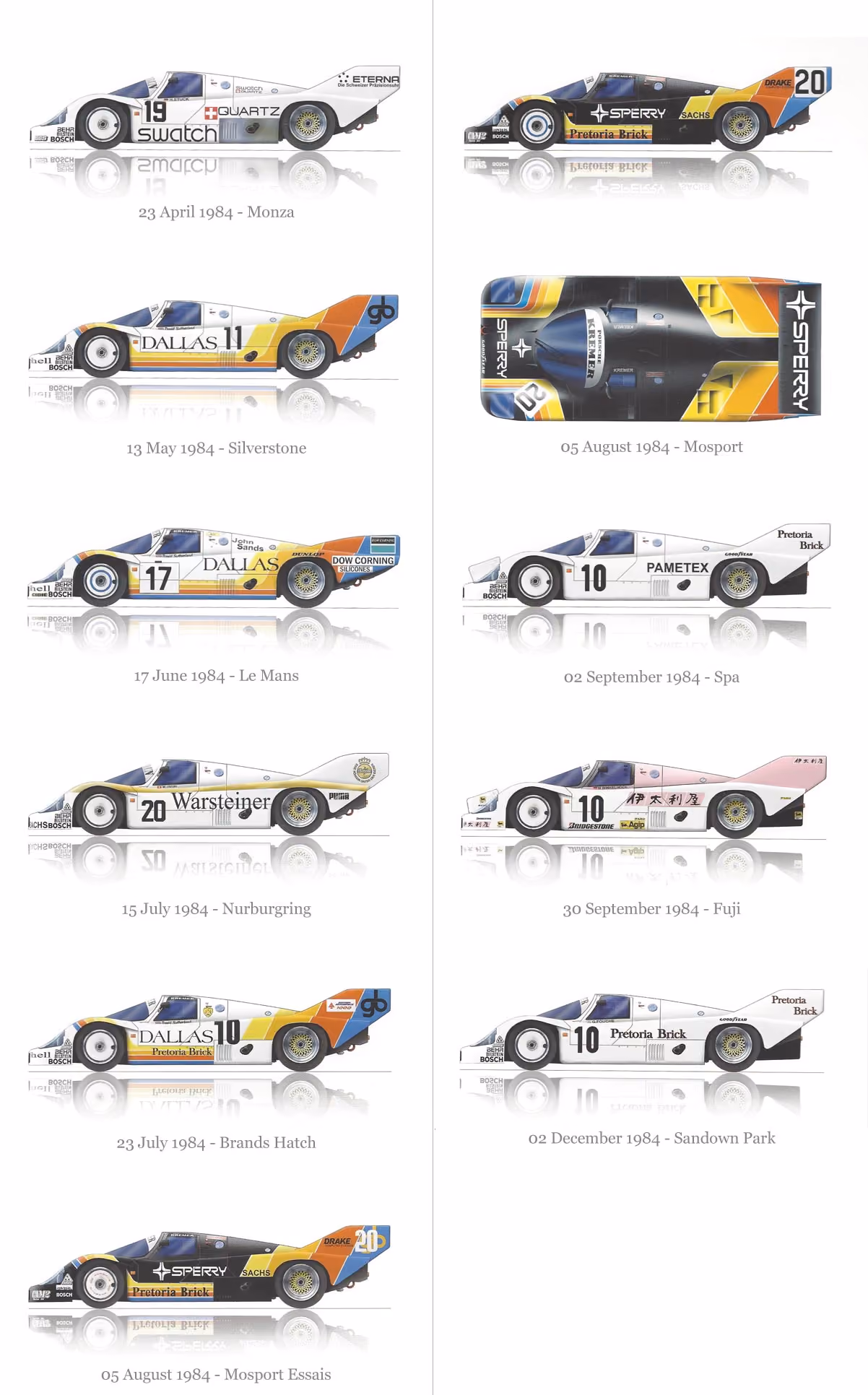 Porsche Kremer Racing, Kremer Racing, Brun Motorsport 1984 livery designs