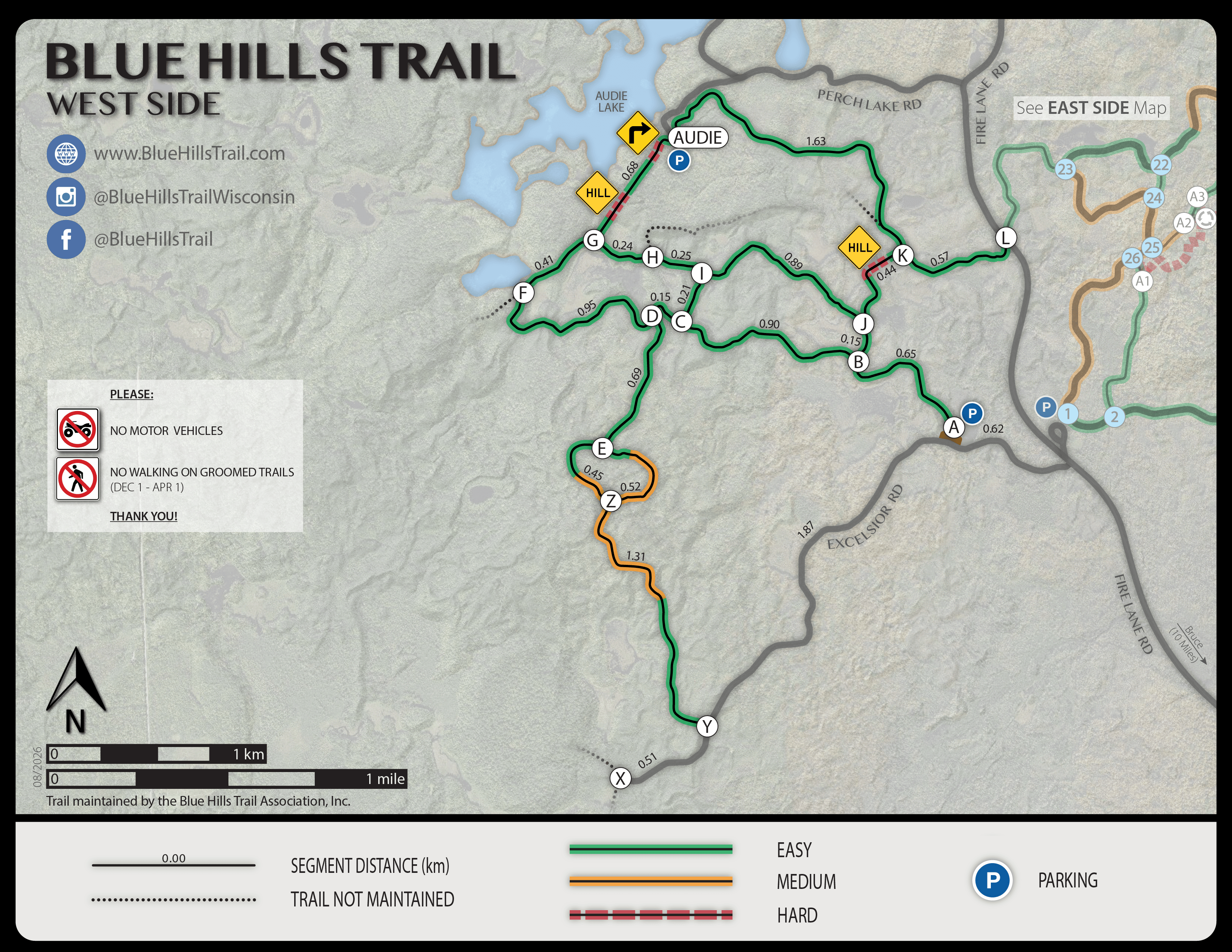 Blue Hills Trail West Side Map