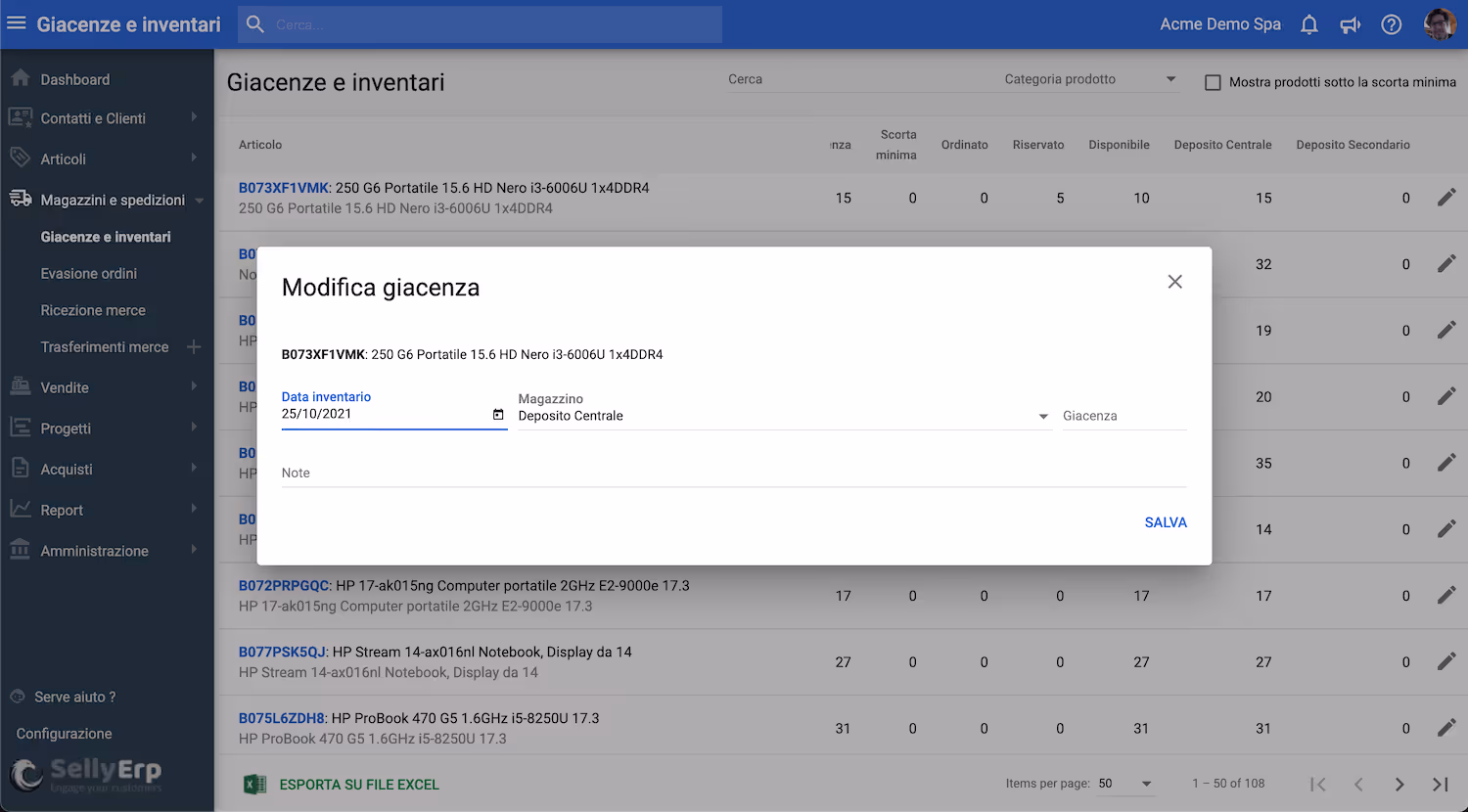 Crea facilmente inventari e movimenti di magazzino
