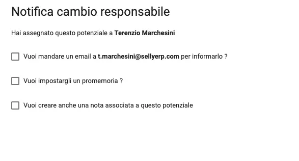 Notifica assegnazione responsabile commerciale