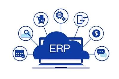 Rappresentazione grafica di un software gestionale ERP in cloud per la gestione contatti, vendite e magazzino