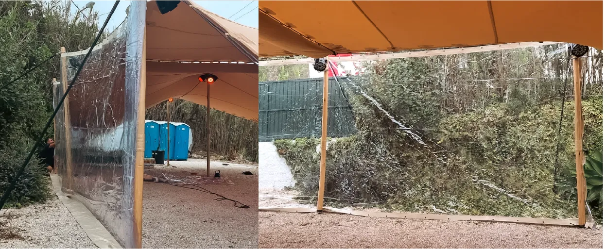 Clear side walls for a wedding tent