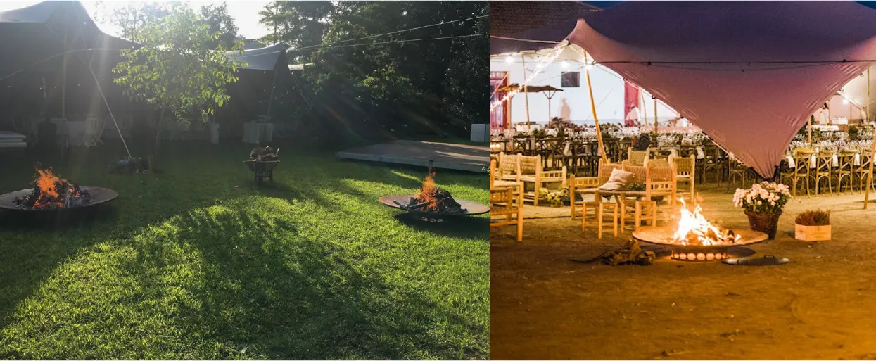 Iron fire pits for outdoor events