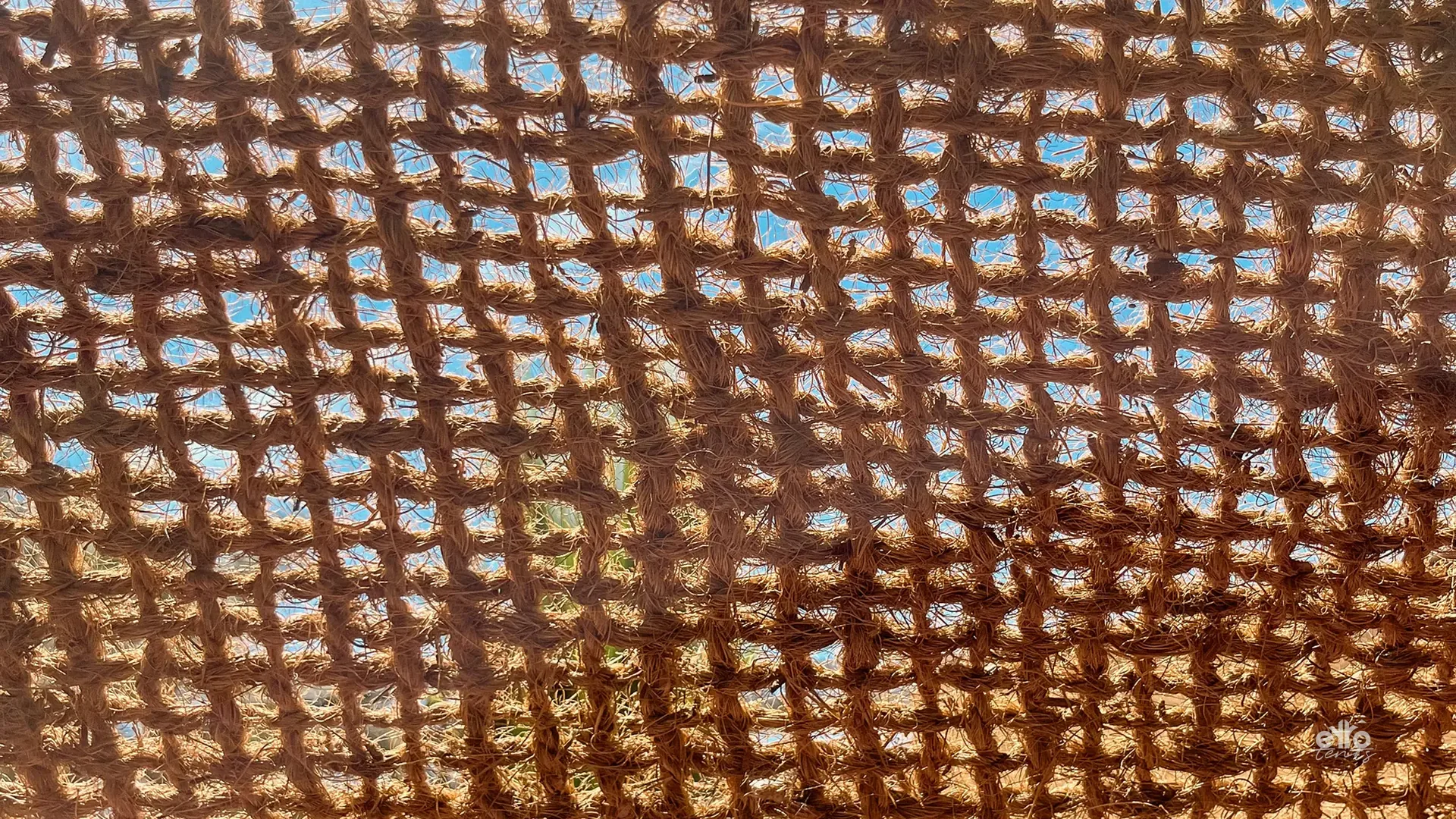 Close-up of a woven shade canopy
