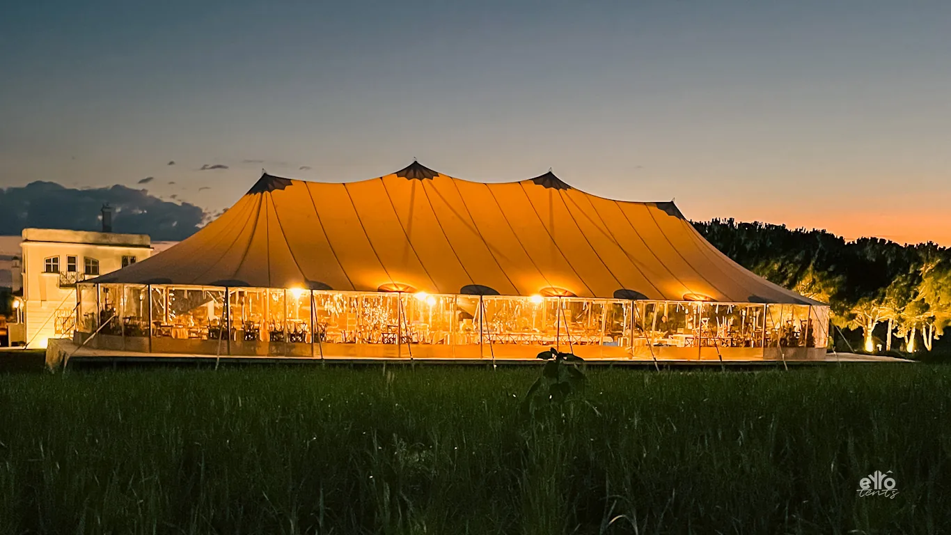 Bolina sailcloth tent set up for a wedding