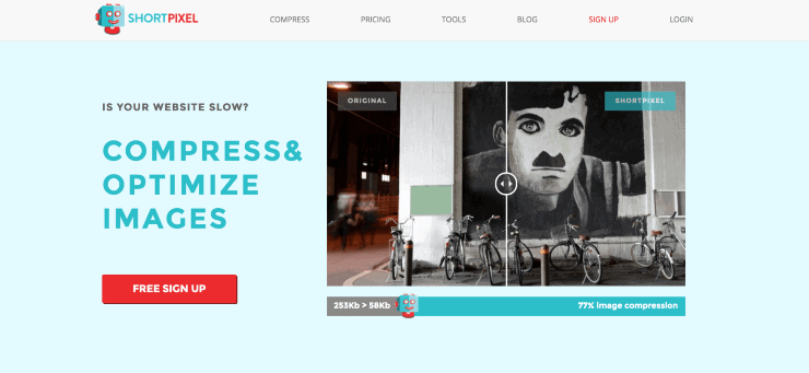 How to Boost SEO: A screenshot of Shortpixel website