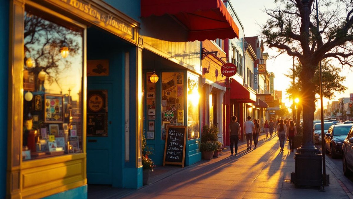 Houston street with vibrant color effects in web design