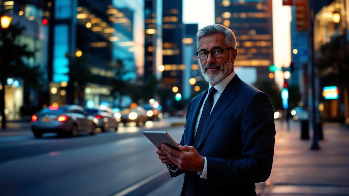 Houston business owner reviewing web development on a tablet