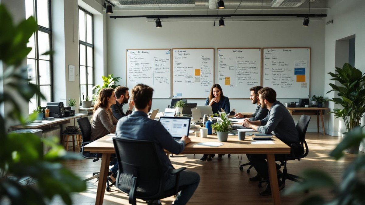 Web developers in Houston solving content delays in a bright office