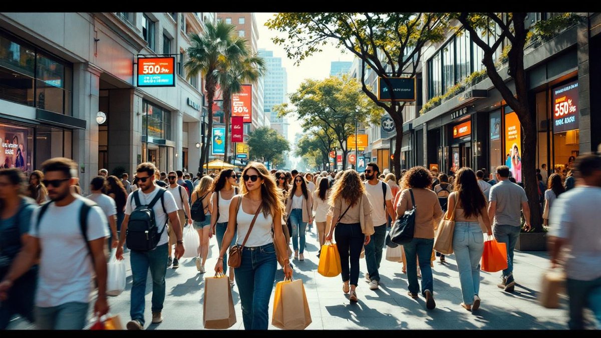 Houston shoppers on a busy street, ecommerce returns policy focus