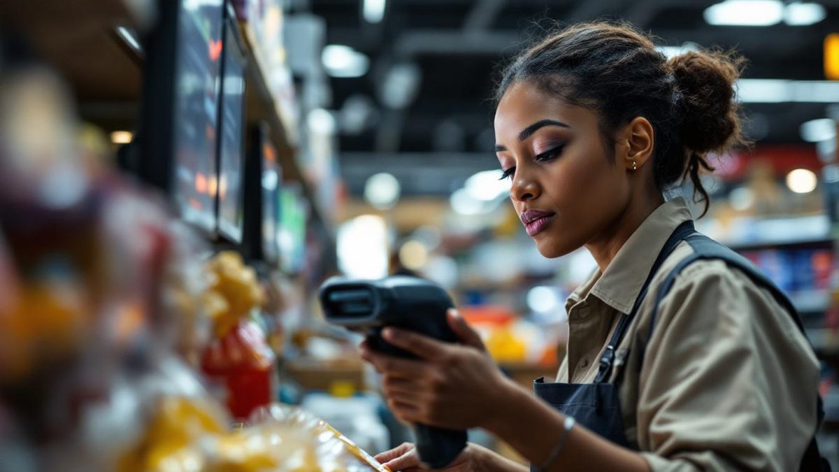 Retail employee checking returned merchandise for signs of return fraud.