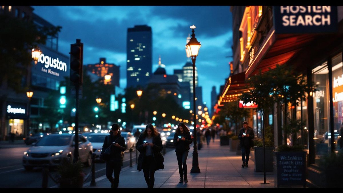 People using smartphones in Houston, highlighting mobile search impact