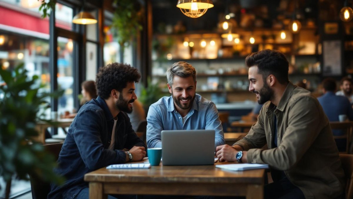 Small business owners in Houston discuss ecommerce mistakes over a laptop