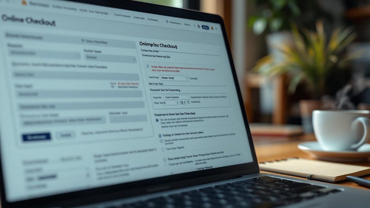 Frustrating online checkout process on a laptop in a home office setting.