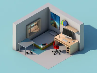 representación de un cuarto para estudiantes
