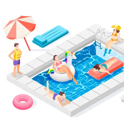 Inquilinos conviviendo en la piscina