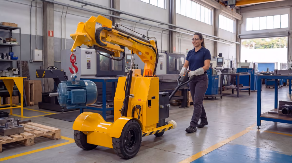 O sistema de tração garante deslocamento suave e ergonômico, com controle progressivo de velocidade para máxima segurança na operação.