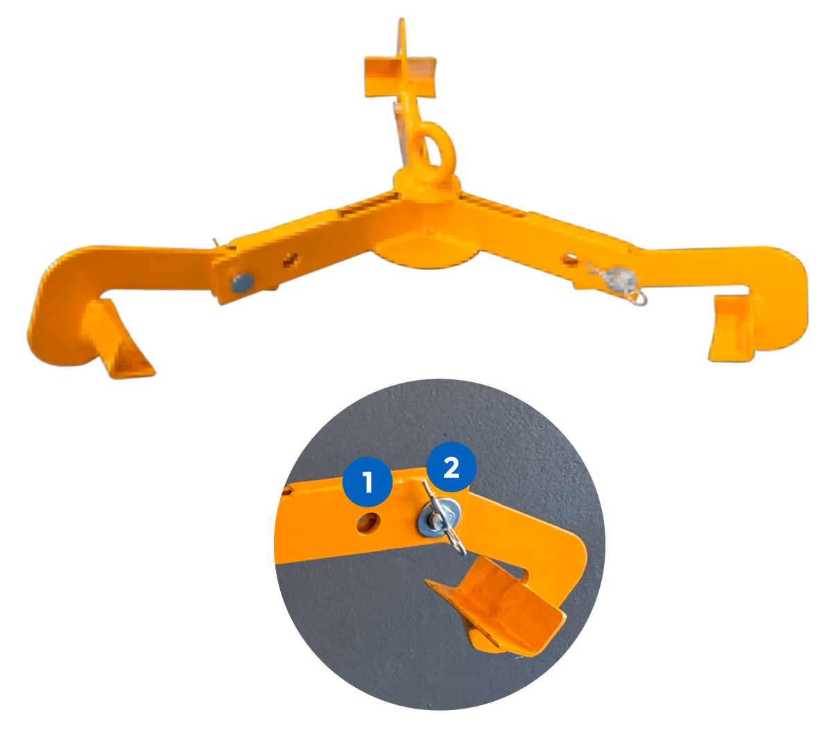 AJUSTE PARA DIFERENTES DIÂMETROS DE TAMBOR ATRAVÉS DE REGULAGEM MANUAL POR PINOS: Posição 1 dos Pinos para tambores de 435mm à 535mm de diâmetro; Posição 2 dos Pinos para tambores de 535mm à 710mm de diâmetro.