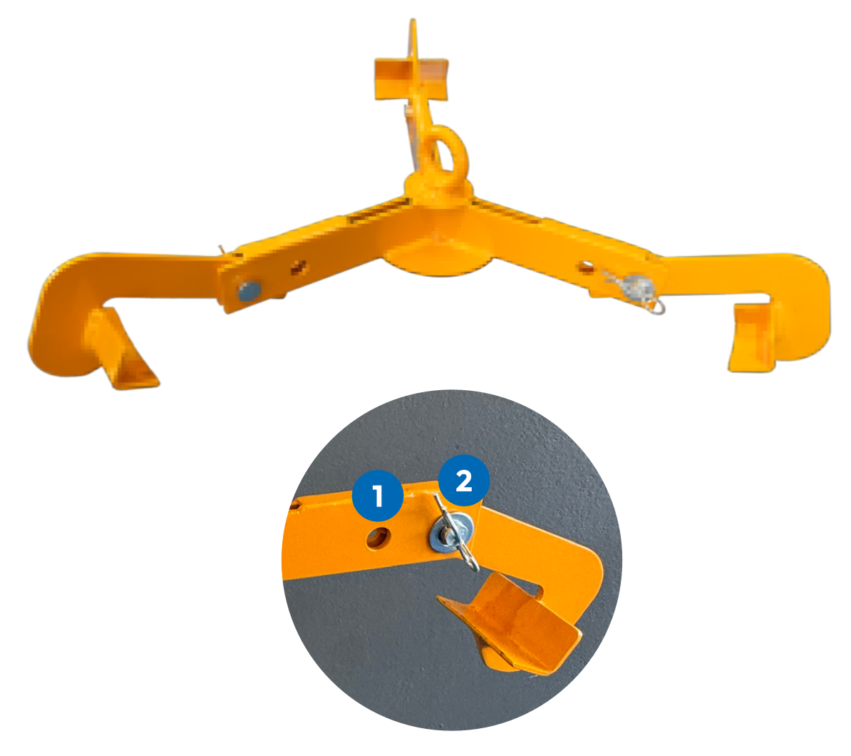 AJUSTE PARA DIFERENTES DIÂMETROS DE TAMBOR ATRAVÉS DE REGULAGEM MANUAL POR PINOS: Posição 1 dos Pinos para tambores de 435mm à 535mm de diâmetro; Posição 2 dos Pinos para tambores de 535mm à 710mm de diâmetro.