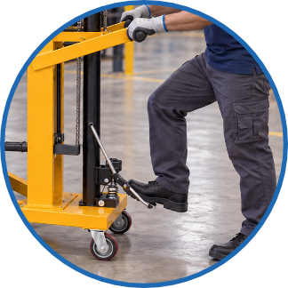 Elevação hidráulica com acionamento mais ergonômico por pedal.