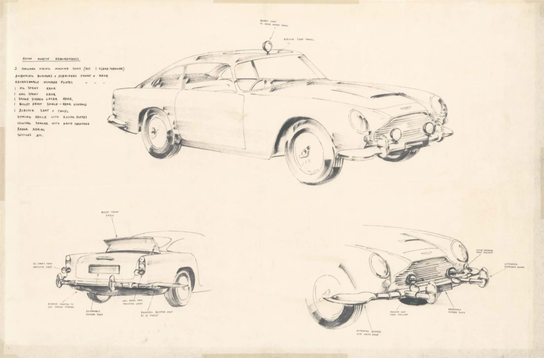 Sir Ken Adam's Sketches of the DB5