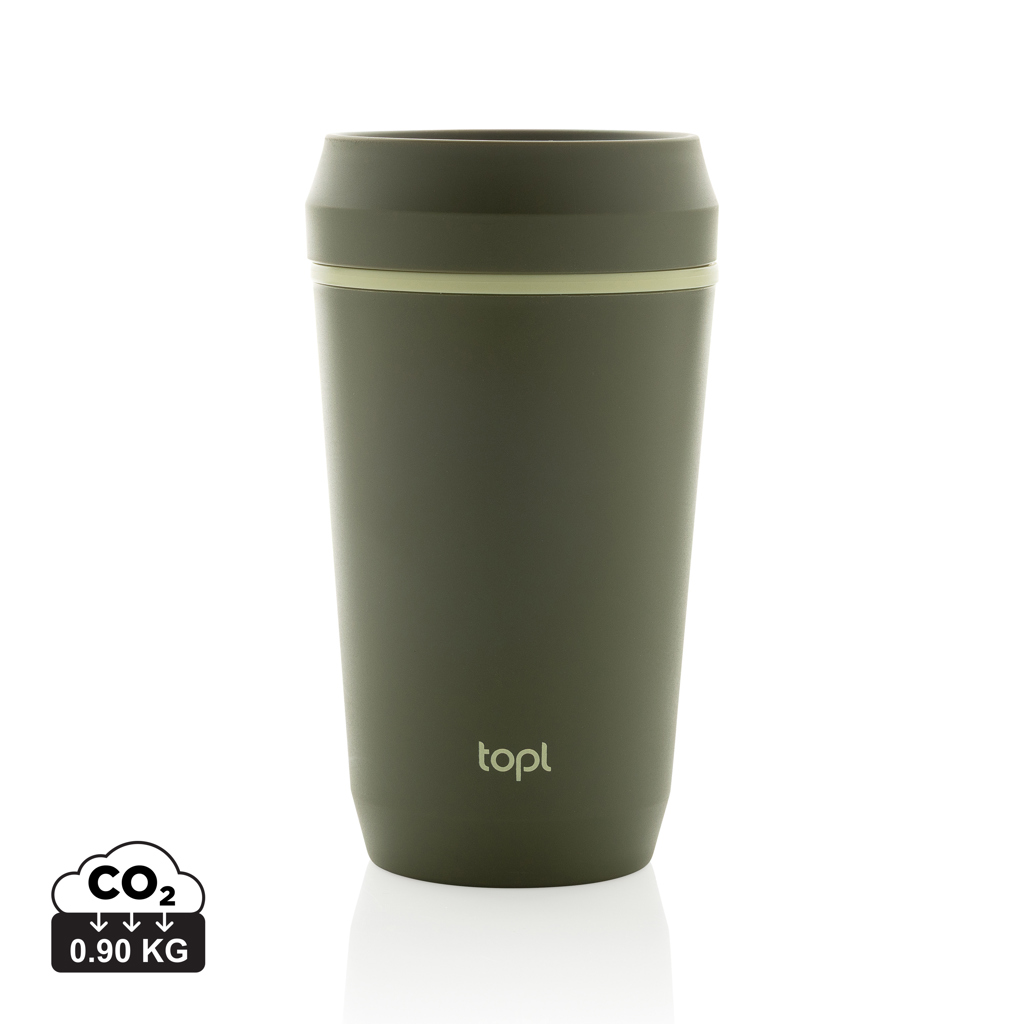 Topl Reciklirana plastična skodelica za s seboj s patentiranim 360° pokrovom 354ml