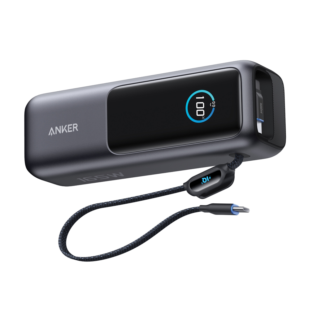 Anker Power Bank 25.000 mAh 165 W, Vgrajen izvlečni kabel
