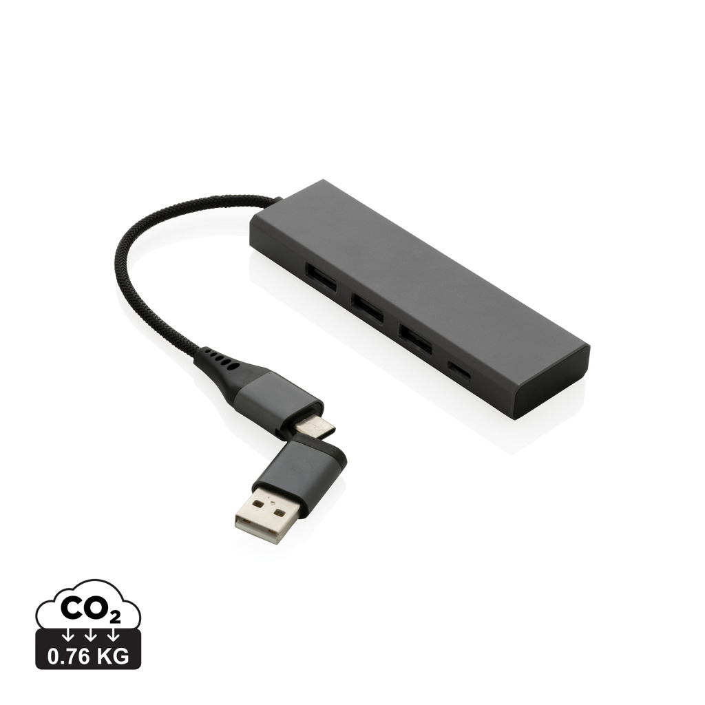 Terra RCS reciklirano aluminijasto vozlišče s 3 USB vhodi