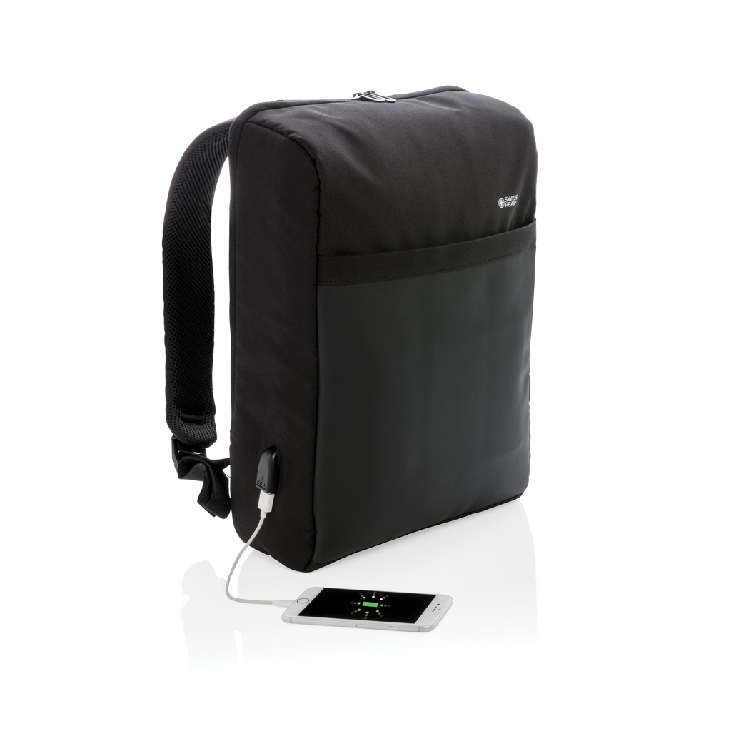 Swiss Peak 15-palčni nahrbtnik proti kraji z RFID in USB, brez PVC-ja