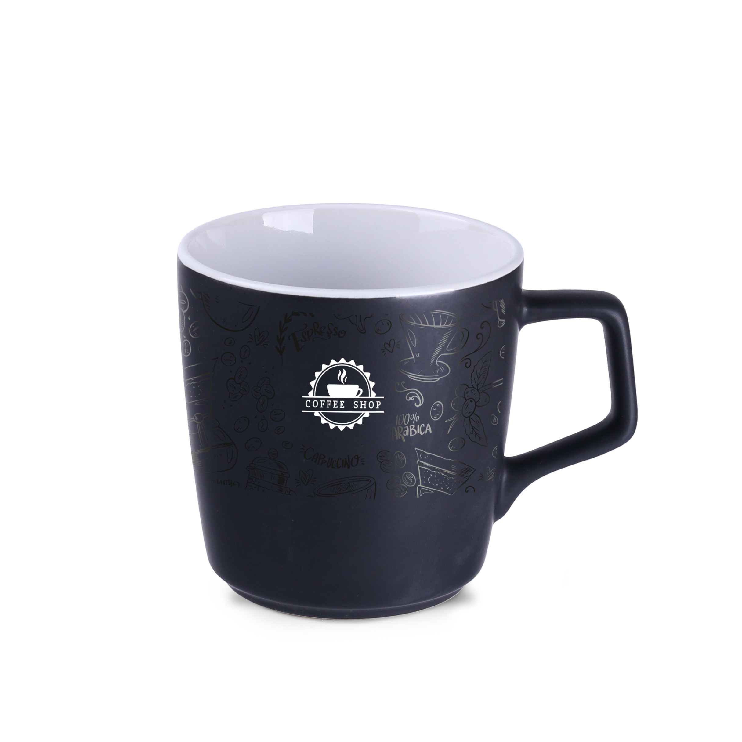 Mat črna keramična skodelica 300 ml z logotipom