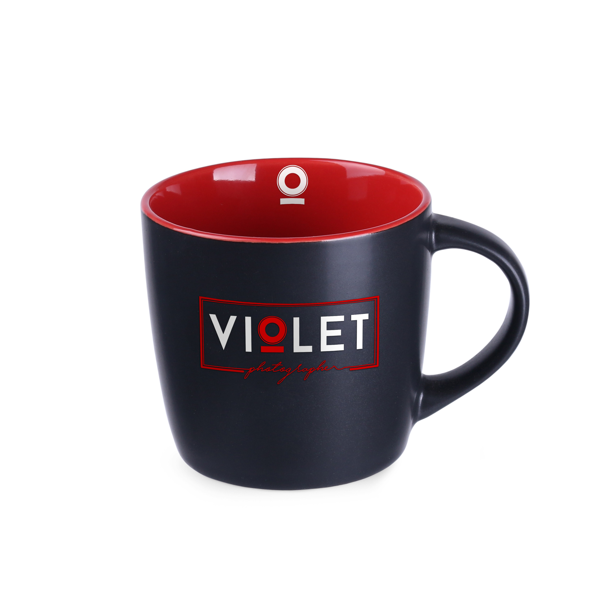 Mat črna keramična skodelica 320 ml z logotipom