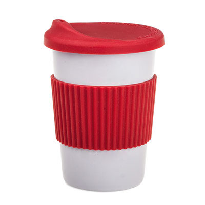 Porcelanasta skodelica 320 ml s pokrovčkom, logotip