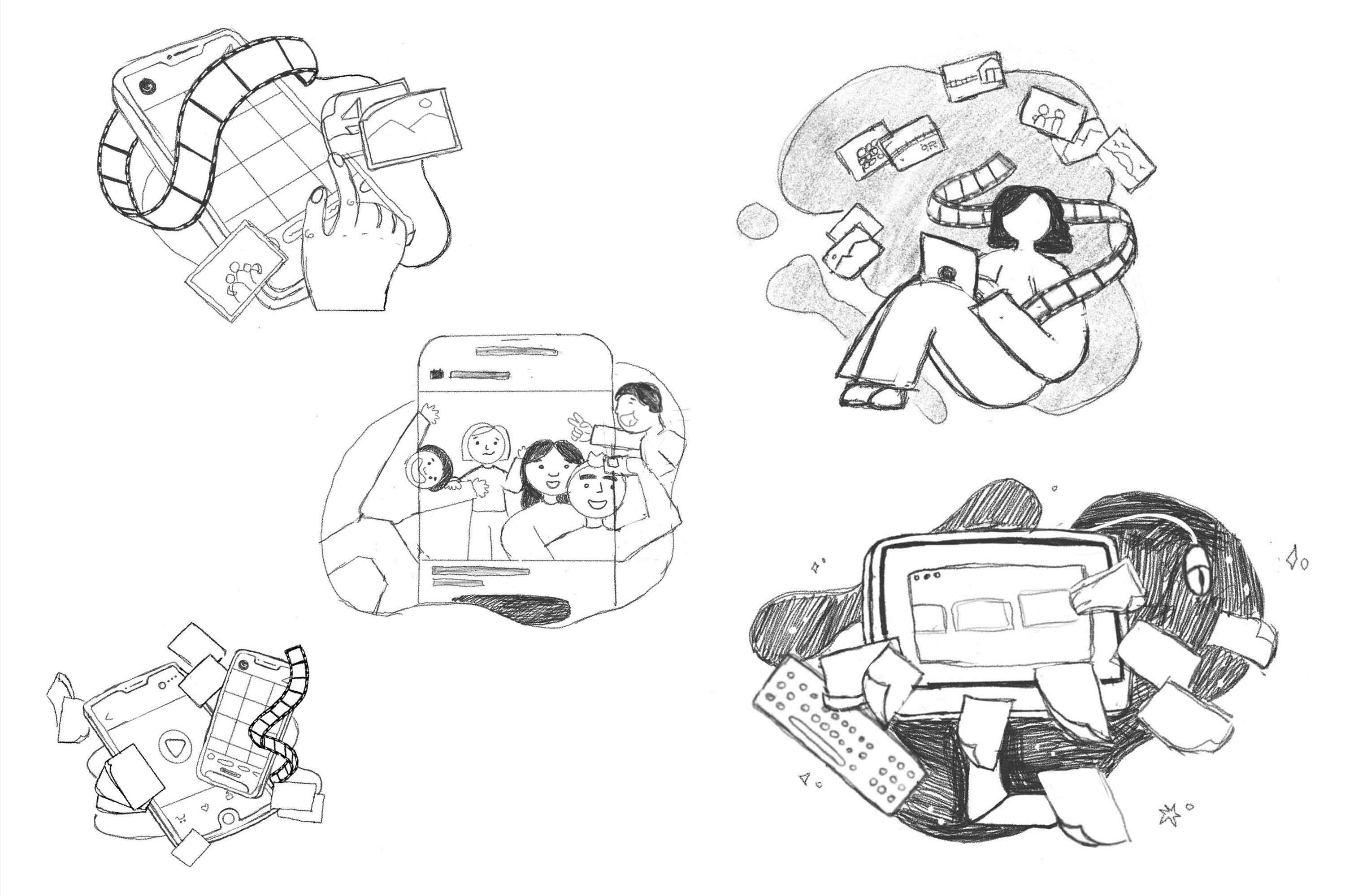 Panel of various illustrations I made to match that of Lynns